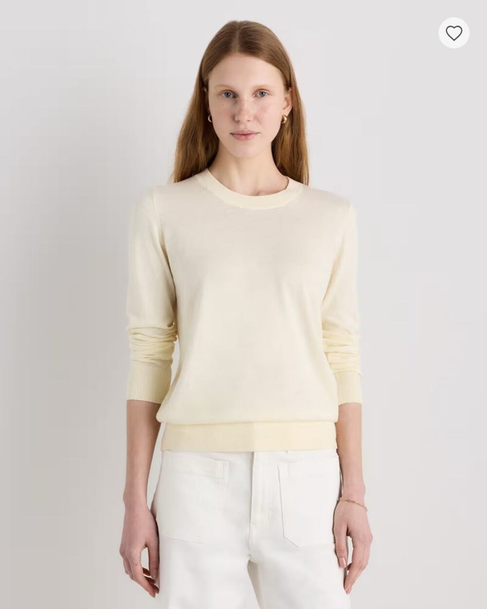 Quince Lightweight Cotton Cashmere Crew Sweater Medium Yellow